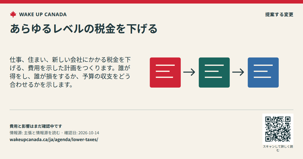 あらゆるレベルの税金を下げる